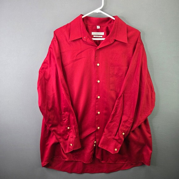 Geoffrey Beene Other - Geoffrey Beene Button Down Mens 17.5 32/33 Red Regular Fit Wrinkle Free Shirt